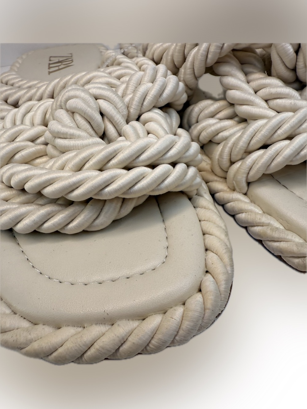 Zara Cream Rope Slides Shoes Sz 9 - Picture 3 of 5